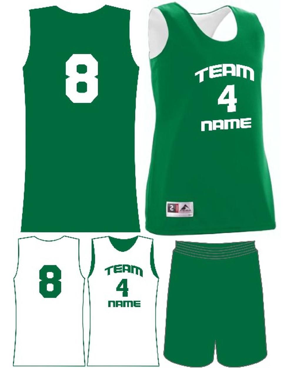 Augusta Women's Custom Wicking Reversible Basketball Uniform, color: Kelly/White