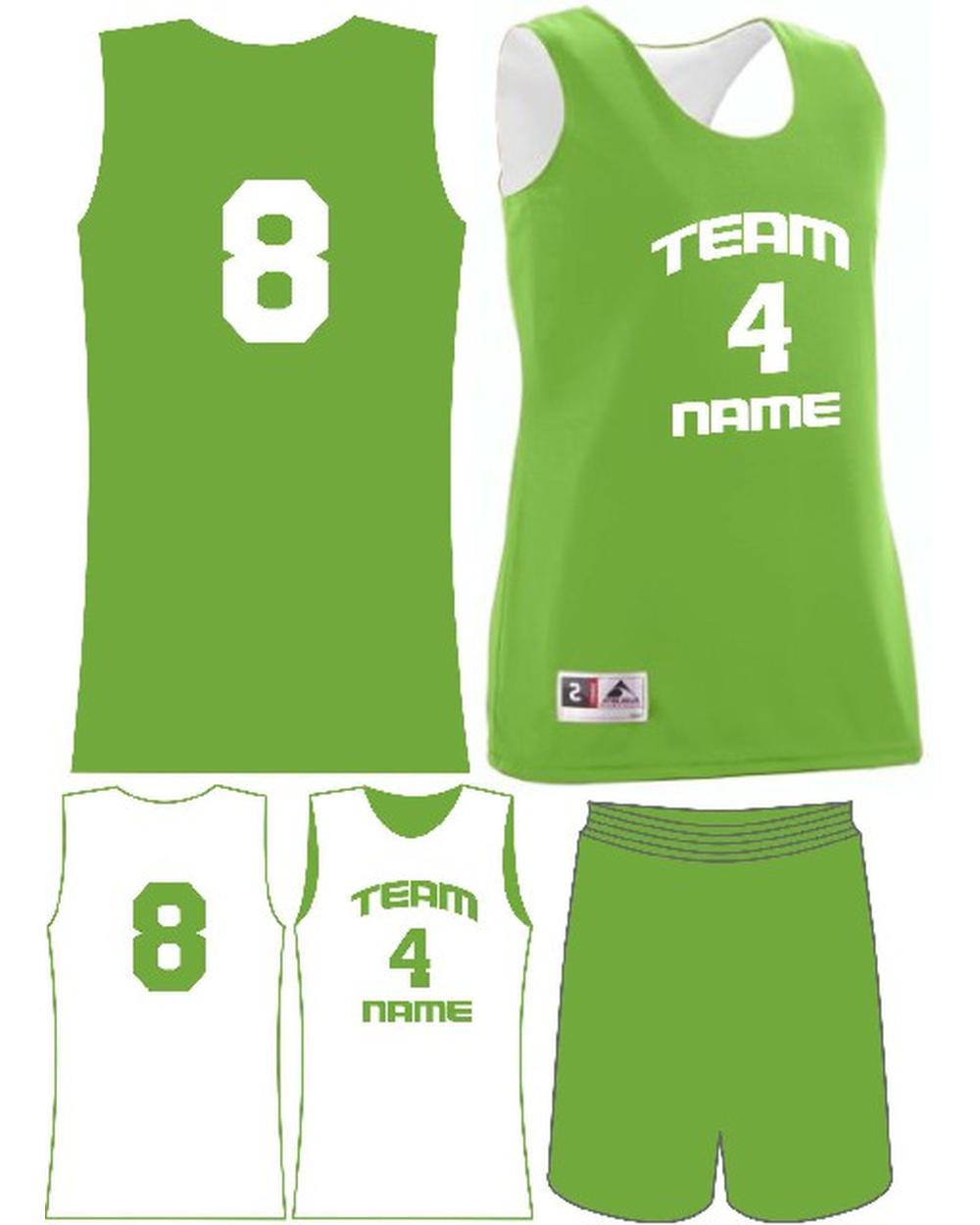 Augusta Women's Custom Wicking Reversible Basketball Uniform, color: Lime/White