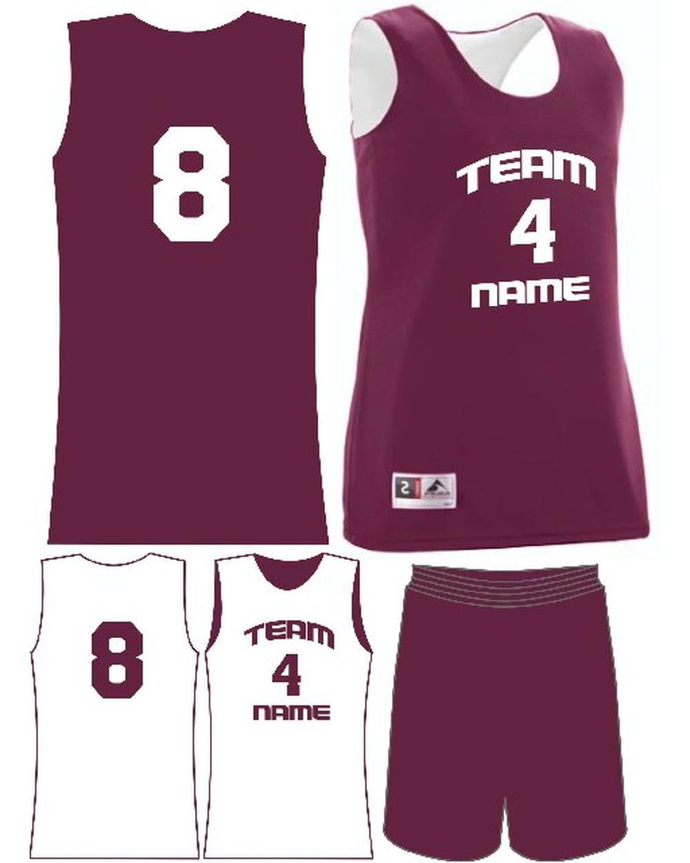 Augusta Women's Custom Wicking Reversible Basketball Uniform, color: Maroon/White