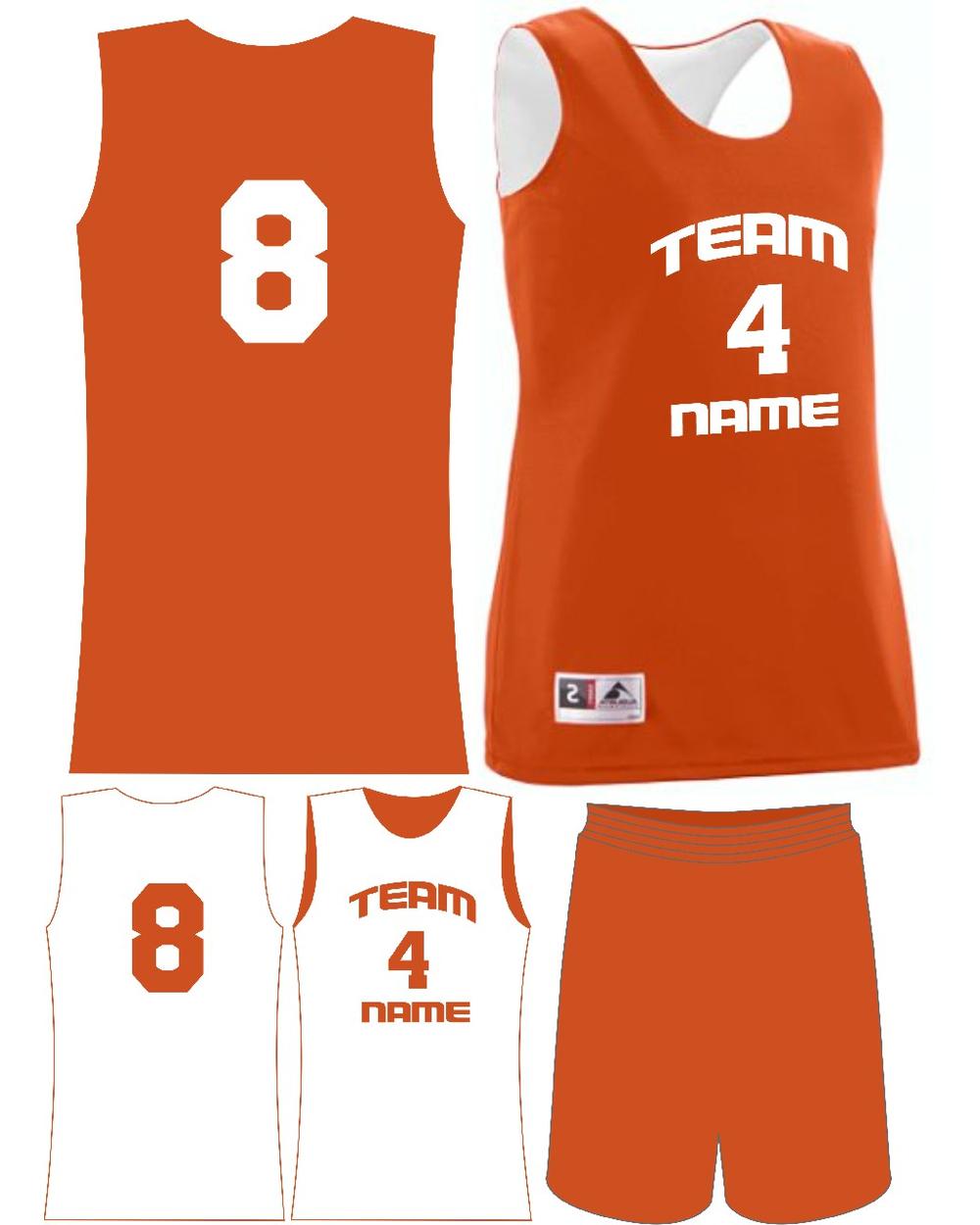 Augusta Women's Custom Wicking Reversible Basketball Uniform, color: Orange/White