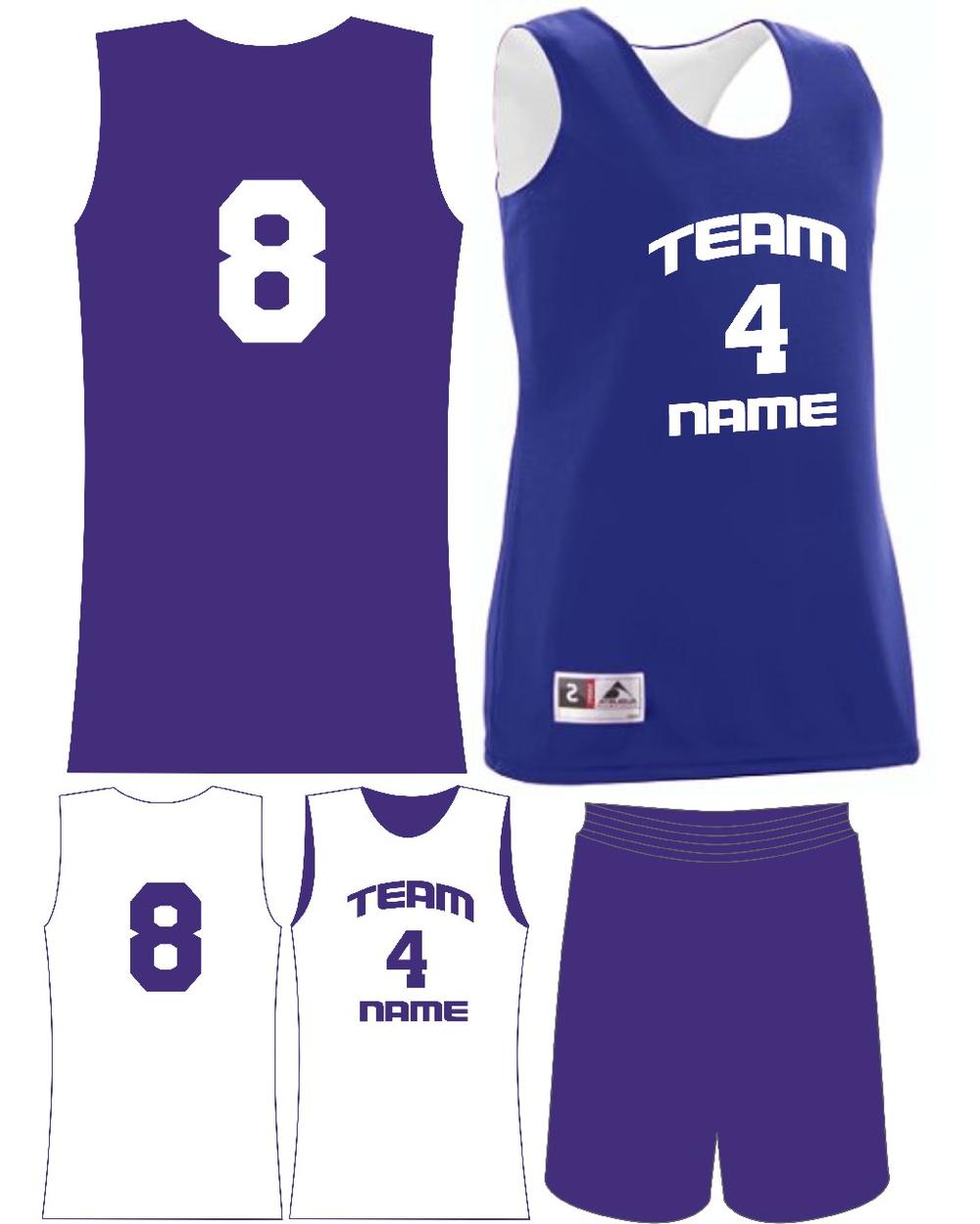 Augusta Women's Custom Wicking Reversible Basketball Uniform, color: Purple/White