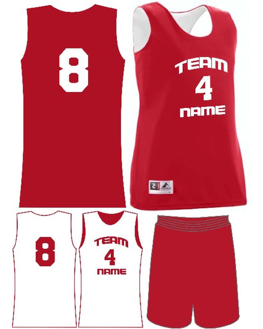 Augusta Women's Custom Wicking Reversible Basketball Uniform, color: Red/White