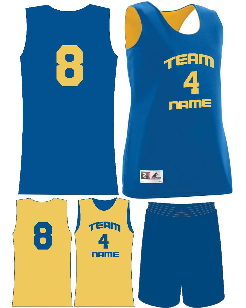 Augusta Women's Custom Wicking Reversible Basketball Uniform, color: Royal/White