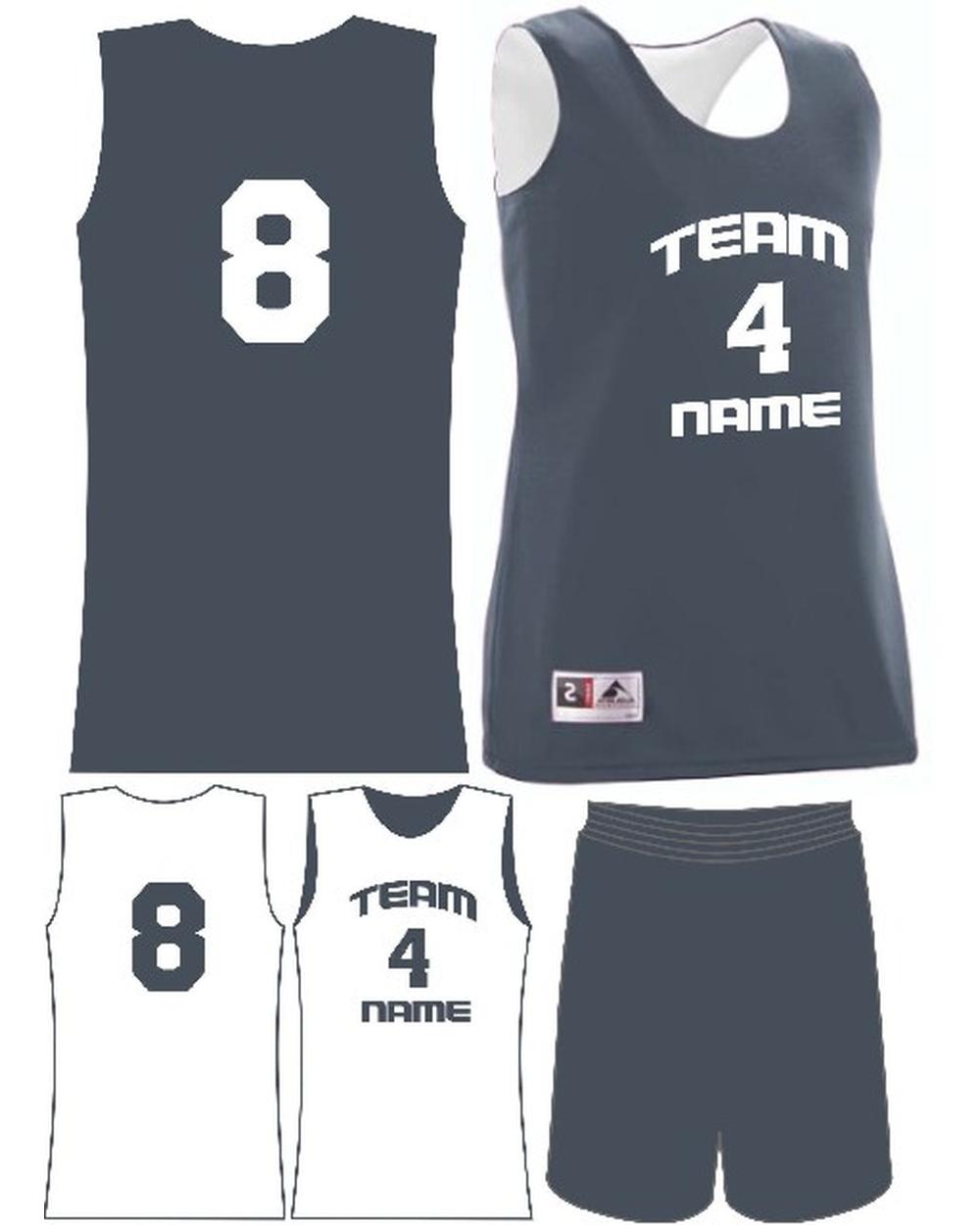 Augusta Women's Custom Wicking Reversible Basketball Uniform, color: Graphite/White
