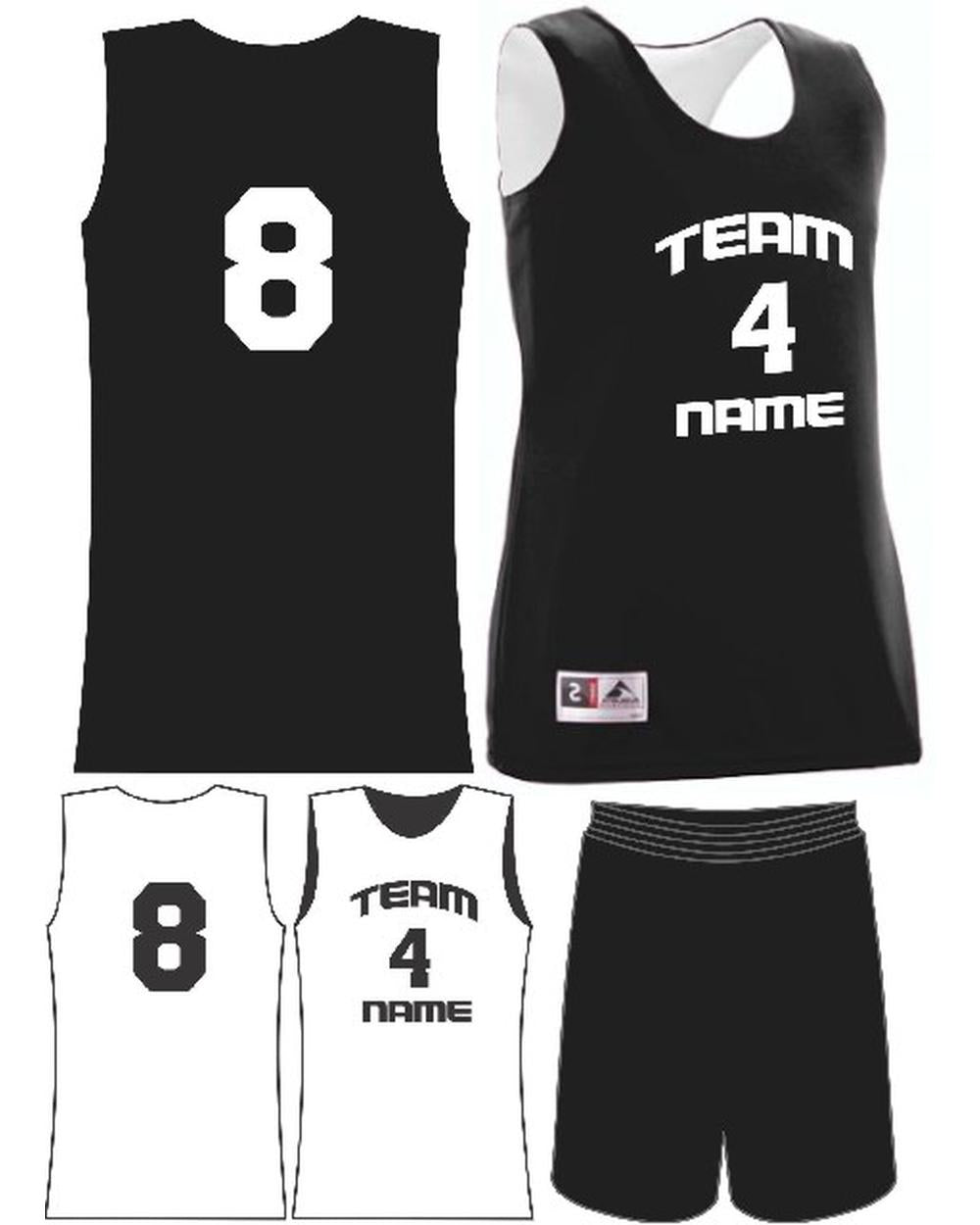 Augusta Women's Custom Wicking Reversible Basketball Uniform, color: Black/White