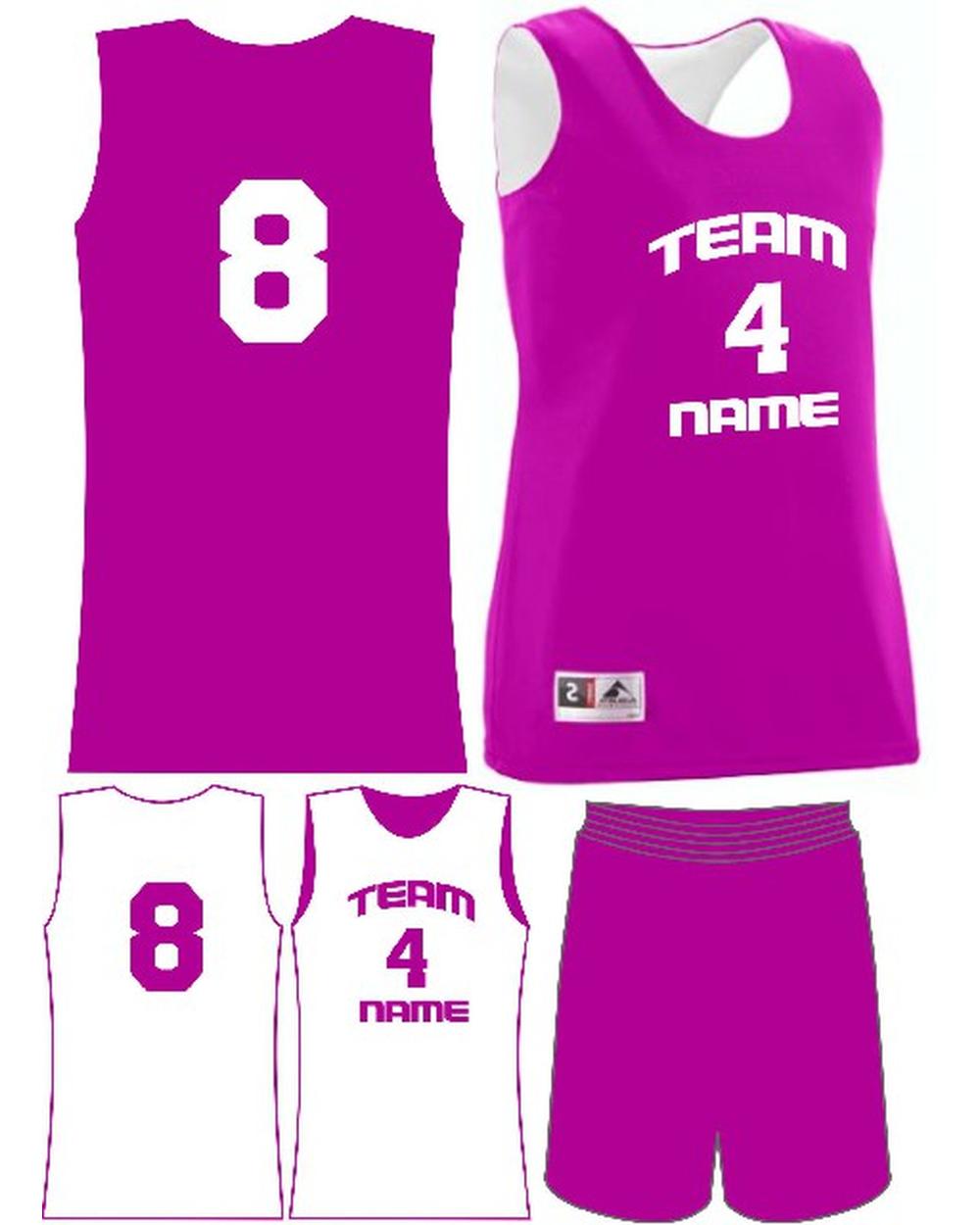 Augusta Custom Wicking Reversible Basketball Uniform, color: Power Pink/White