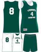Augusta Custom Wicking Reversible Basketball Uniform, color: Dark Green/White