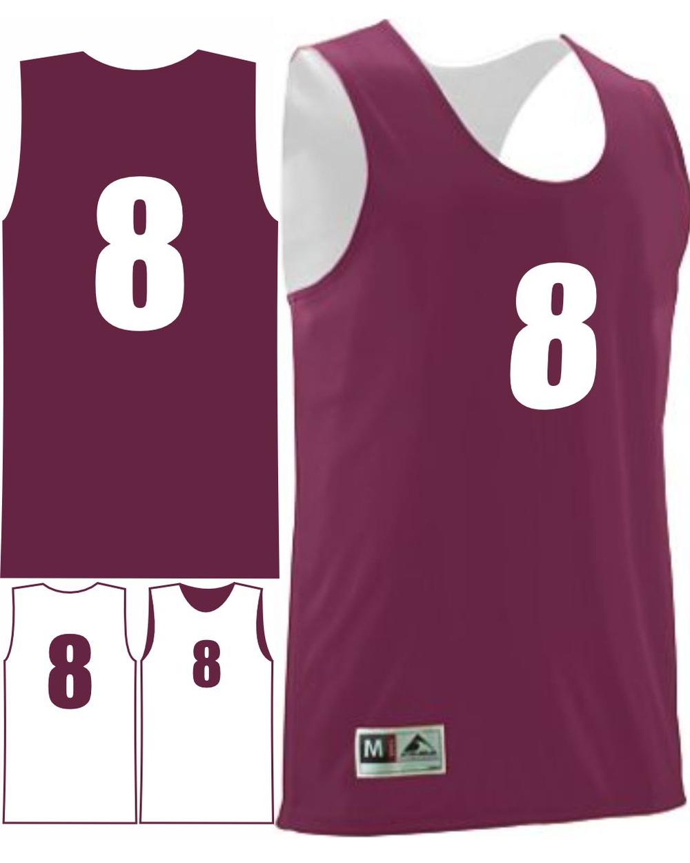 Augusta Men's Wicking Rev Numbered Basketball Jersey, color: Maroon/White