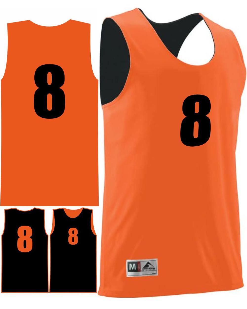 Augusta Men's Wicking Rev Numbered Basketball Jersey, color: Orange/Black