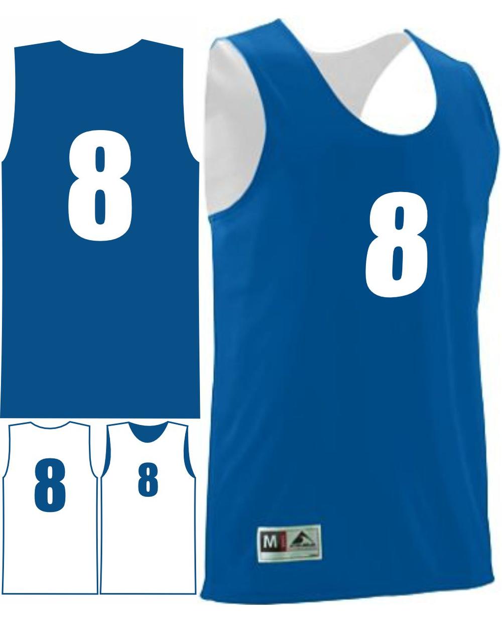Augusta Wicking Rev Numbered Basketball Jersey, color: Royal/White