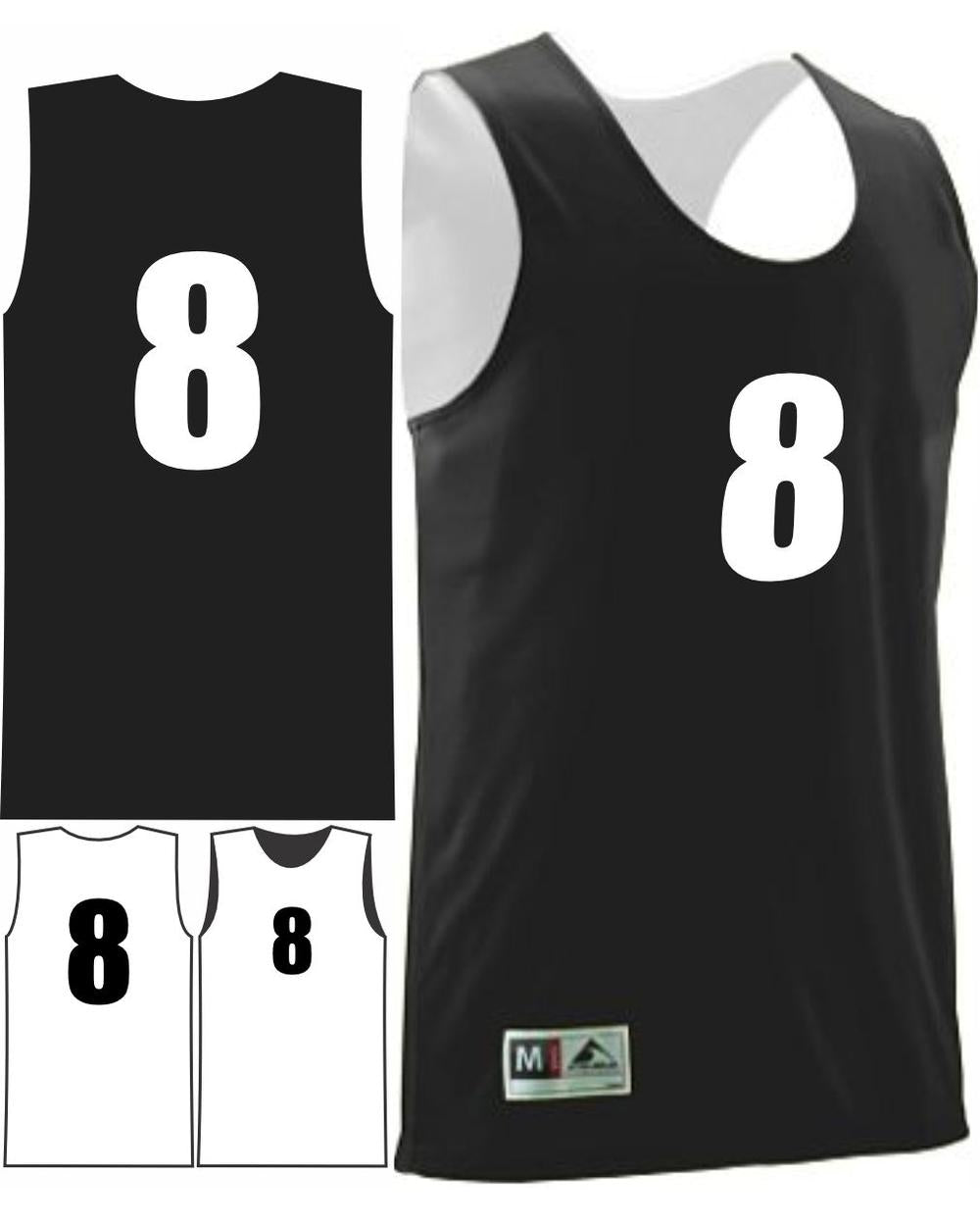Augusta Men's Wicking Rev Numbered Basketball Jersey, color: Black/White