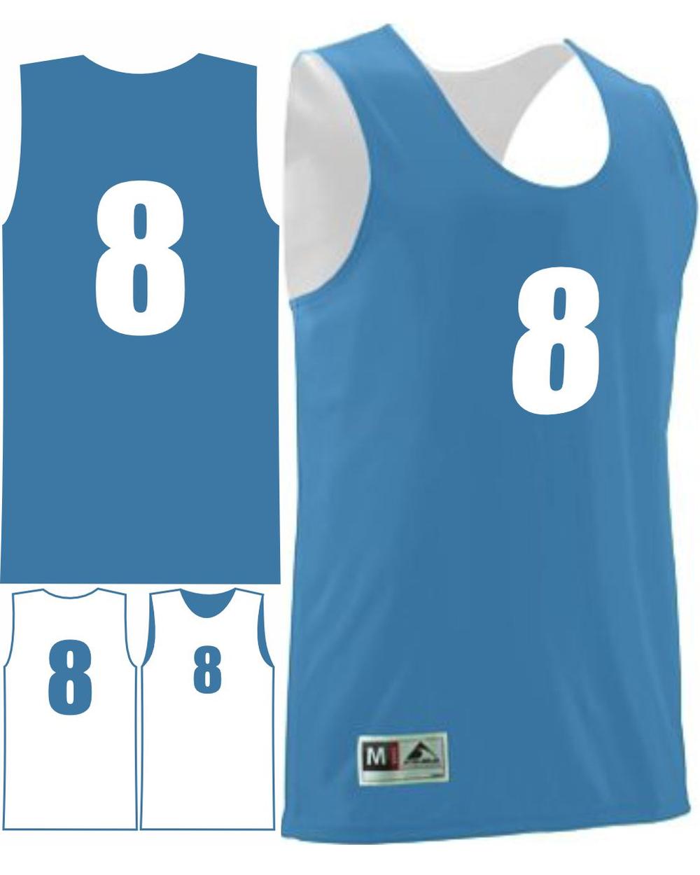 Augusta Men's Wicking Rev Numbered Basketball Jersey, color: Columbia Blue/White