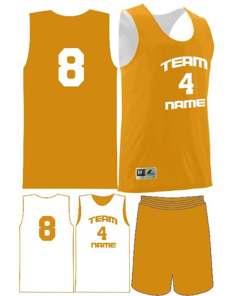 Augusta Custom Wicking Reversible Basketball Uniform, color: Gold/White