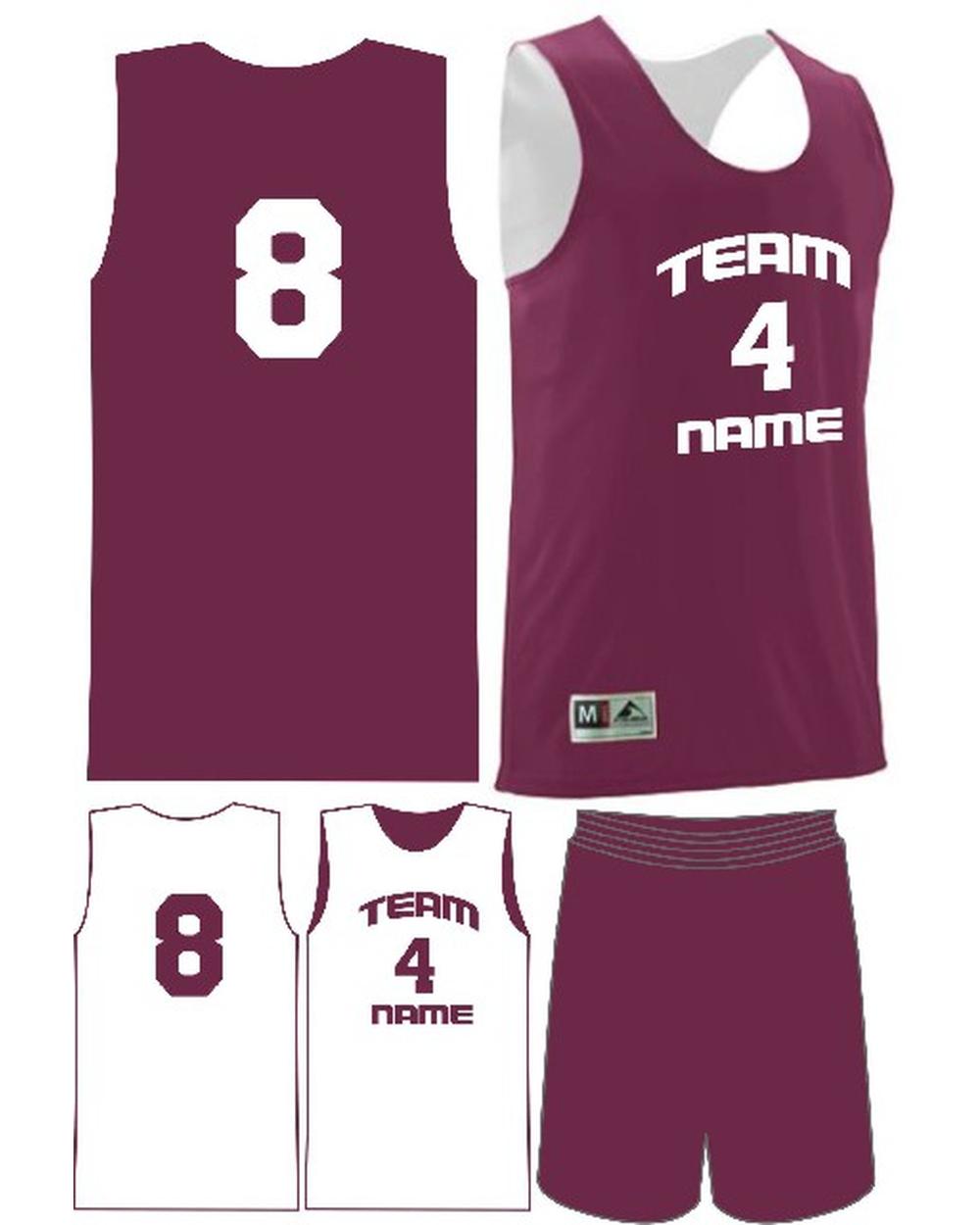 Augusta Custom Wicking Reversible Basketball Uniform, color: Maroon/White