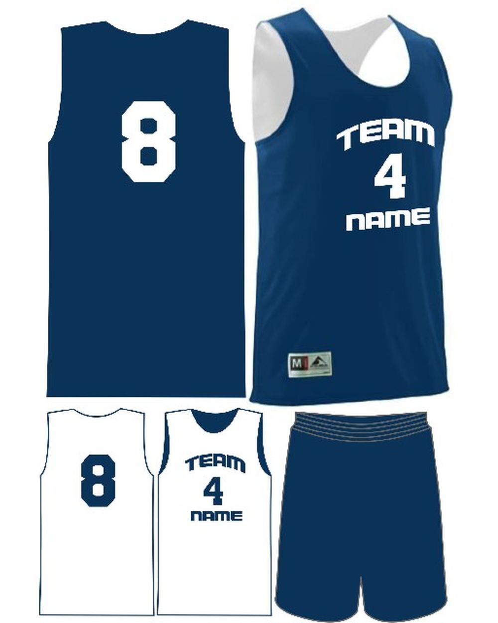 Augusta Custom Wicking Reversible Basketball Uniform, color: Navy/White