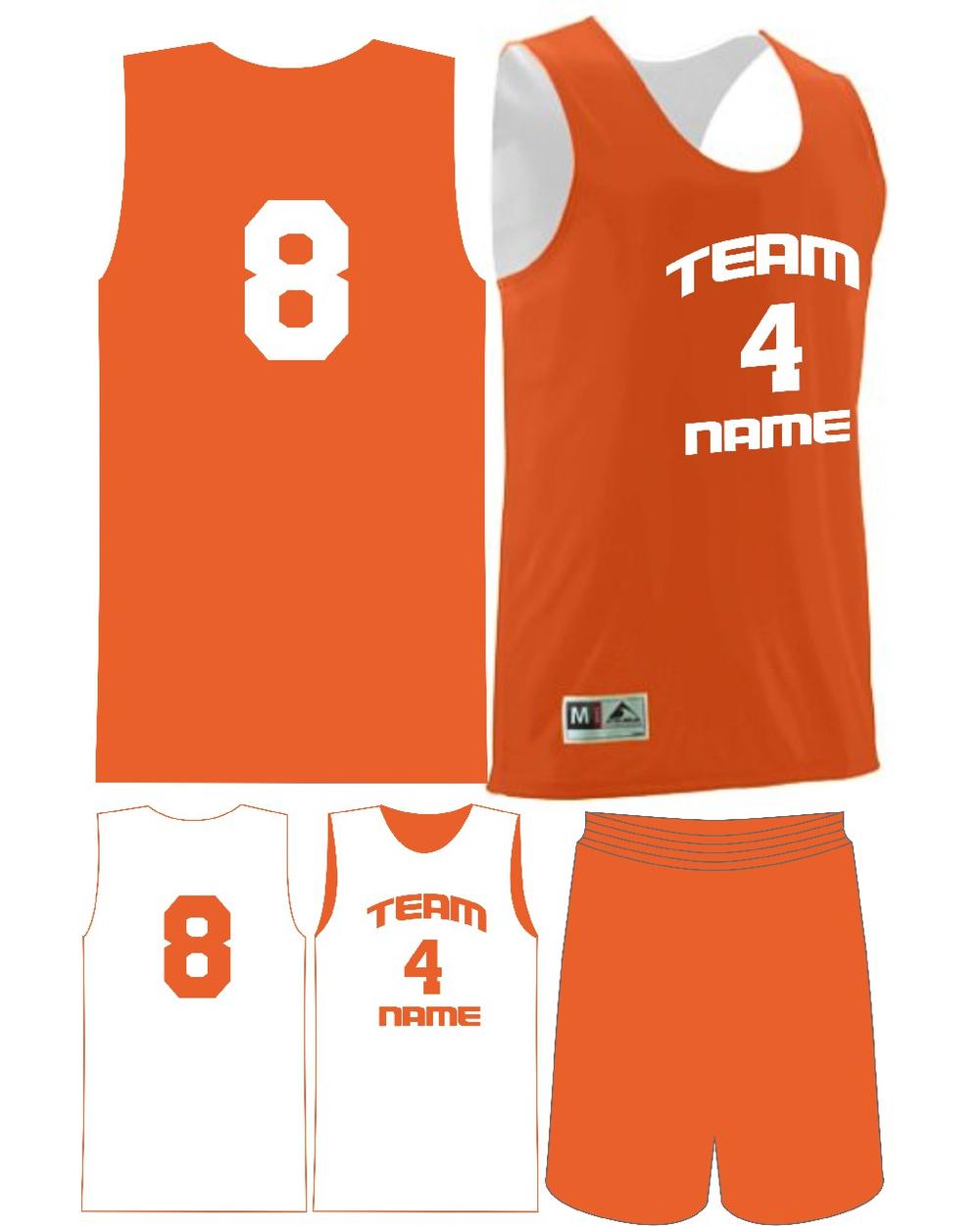Augusta Custom Wicking Reversible Basketball Uniform, color: Orange/White