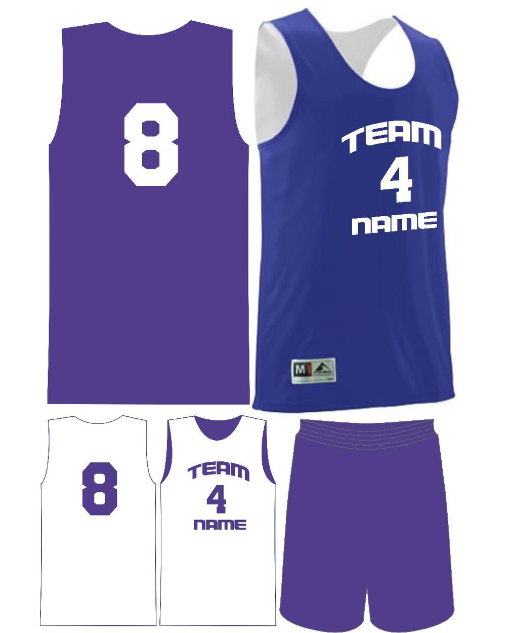 Augusta Custom Wicking Reversible Basketball Uniform, color: Purple/White