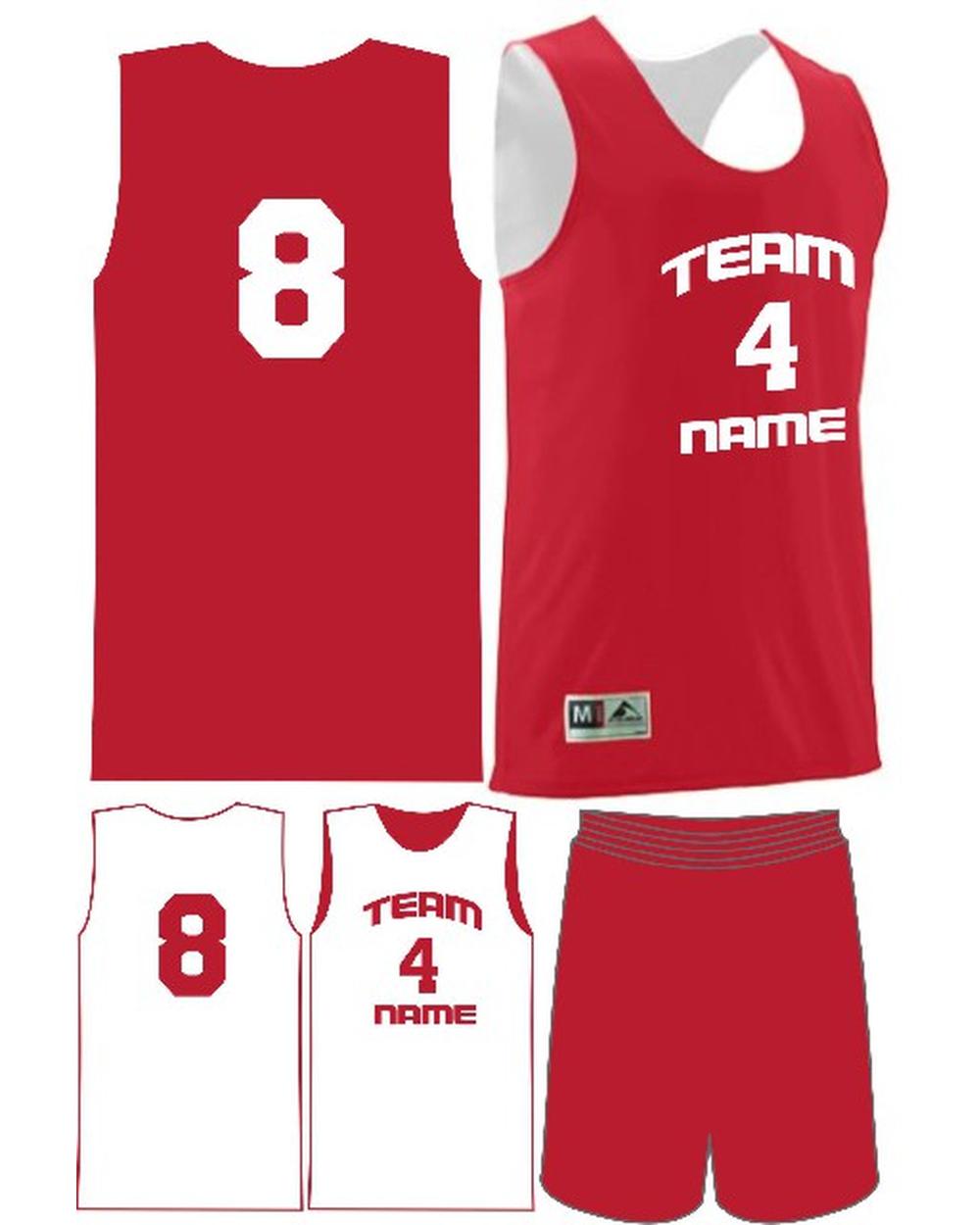 Augusta Custom Wicking Reversible Basketball Uniform, color: Red/White
