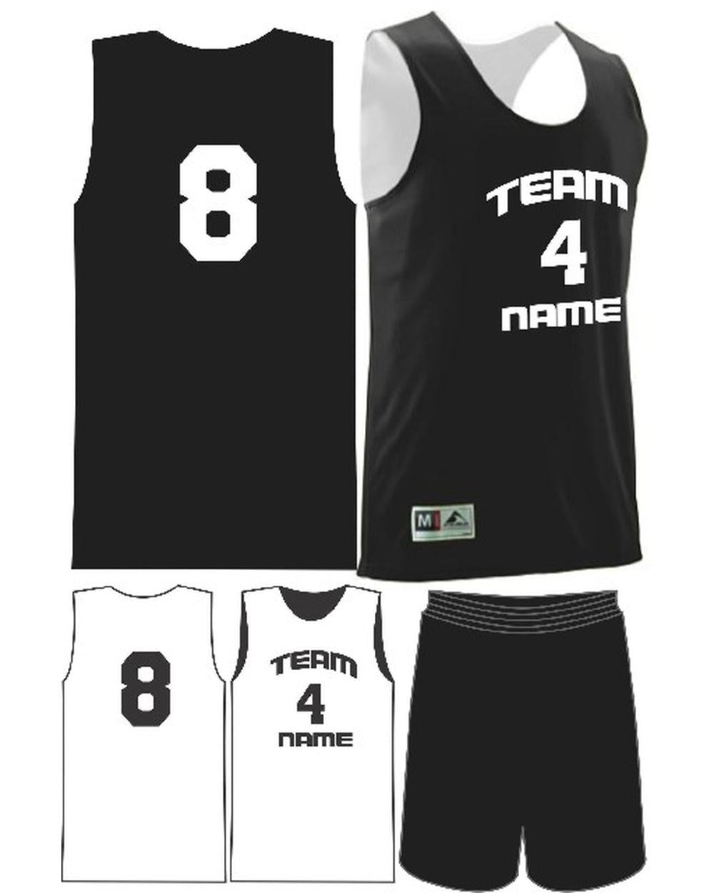 Augusta Custom Wicking Reversible Basketball Uniform, color: Black/White