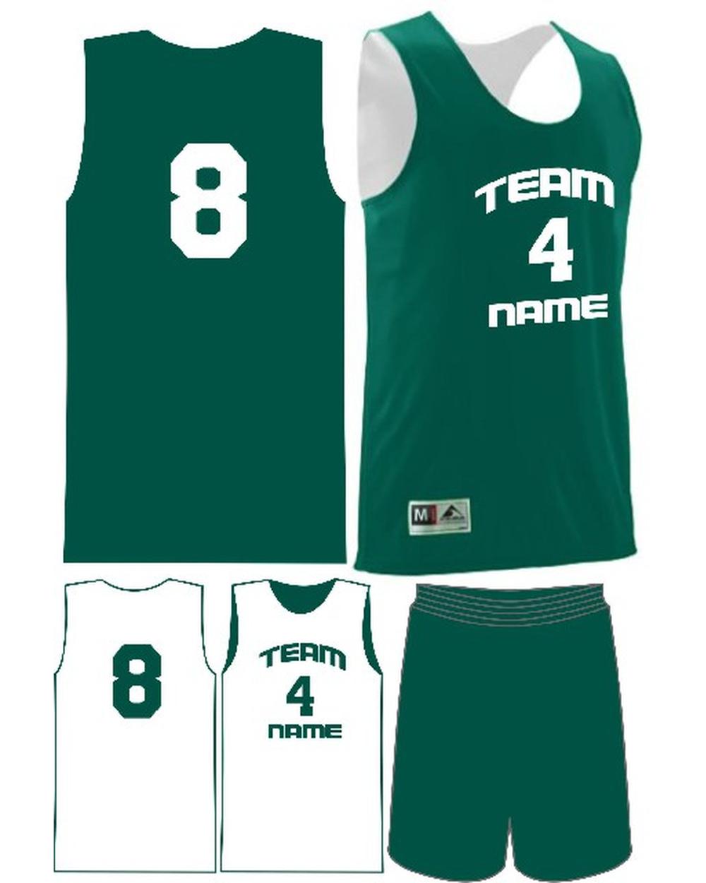 Augusta Custom Wicking Reversible Basketball Uniform, color: Dark Green/White