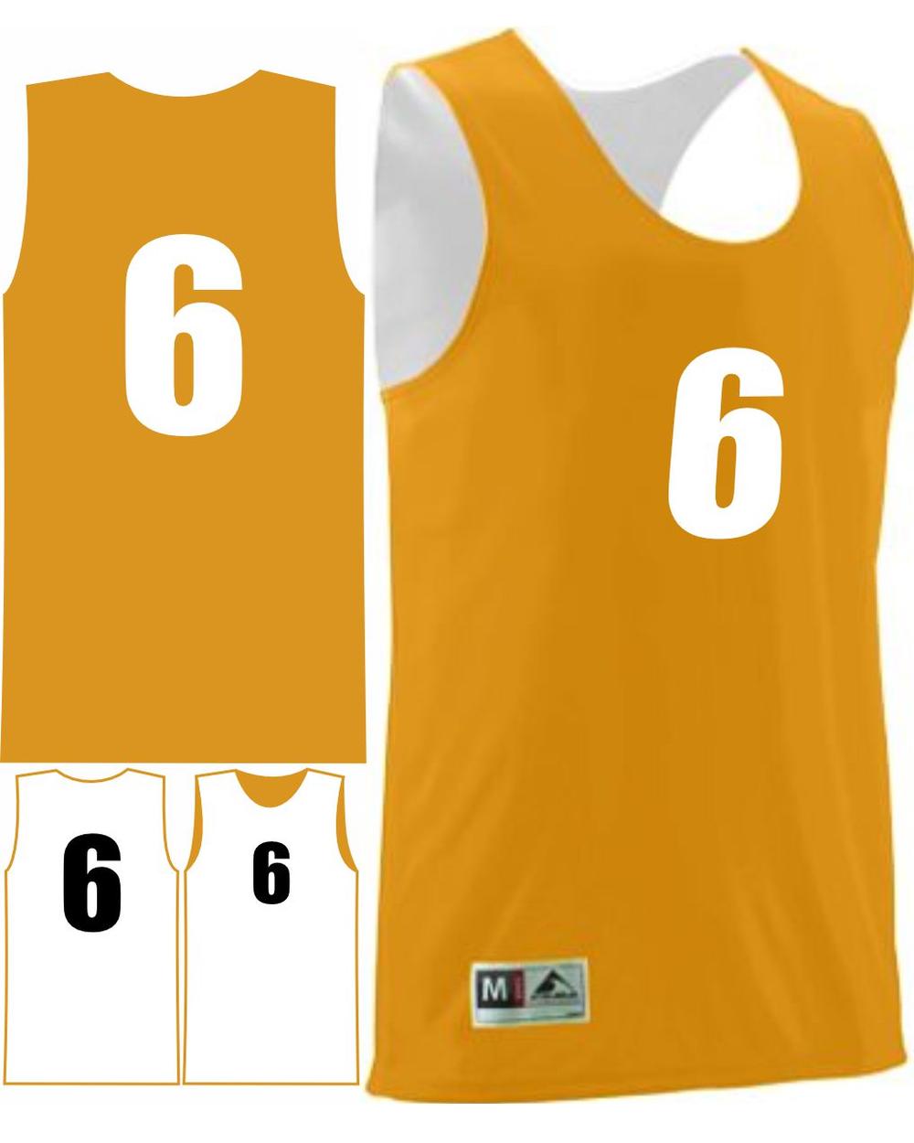 Augusta Youth Wicking Rev Numbered Basketball Jersey, color: Gold/White