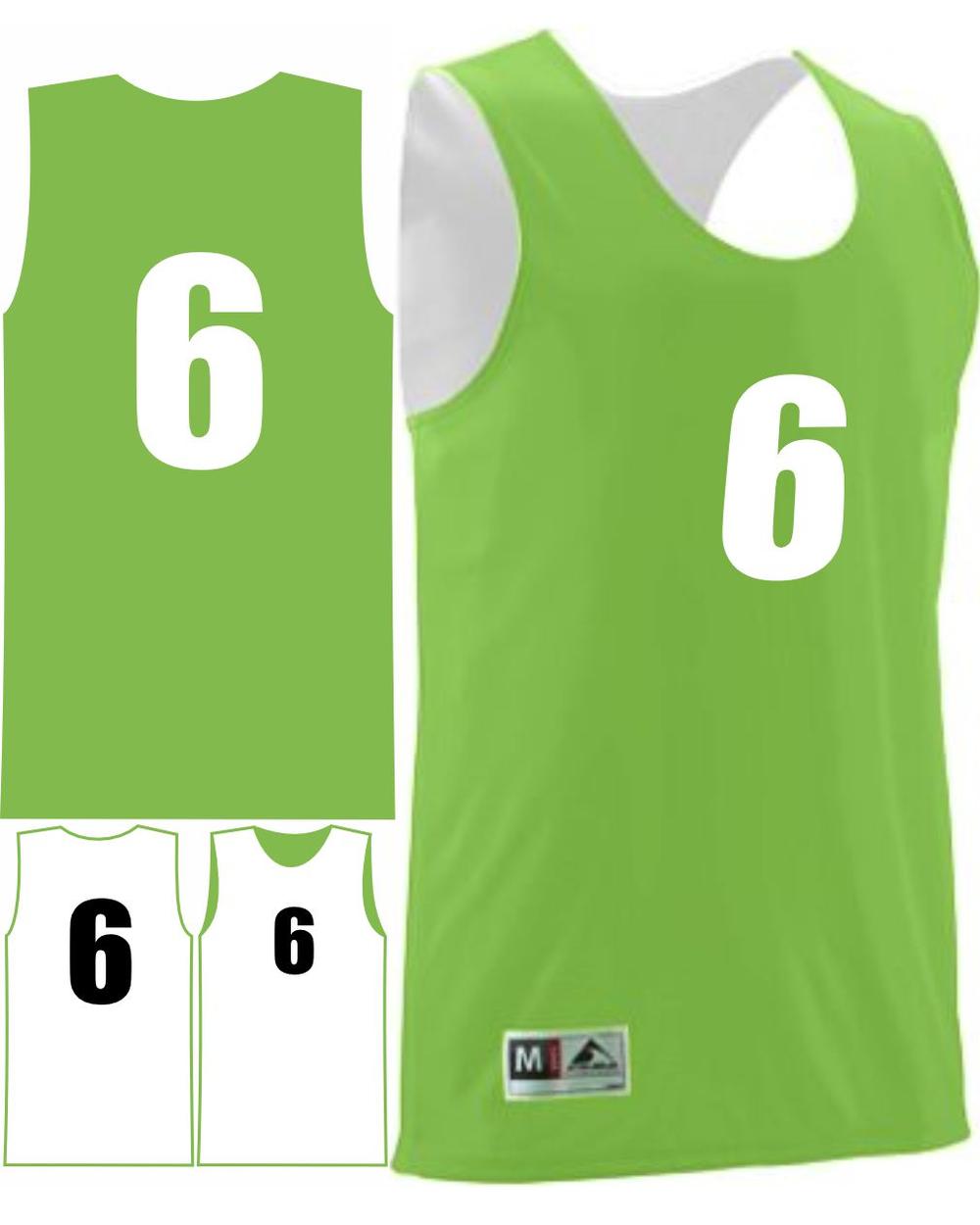 Augusta Youth Wicking Rev Numbered Basketball Jersey, color: Lime/White