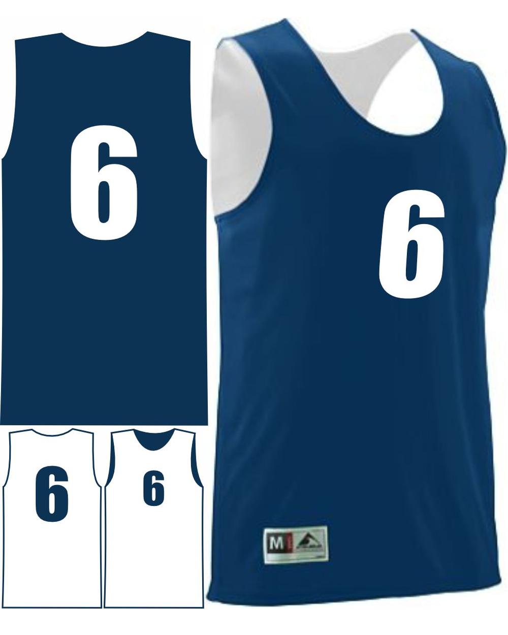 Augusta Youth Wicking Rev Numbered Basketball Jersey, color: Navy/White
