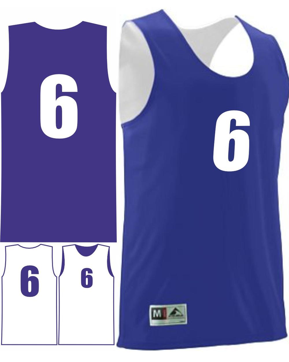 Augusta Youth Wicking Rev Numbered Basketball Jersey, color: Purple/White