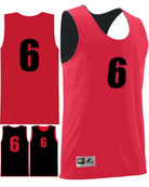 Augusta Wicking Rev Numbered Basketball Jersey, color: Red/Black