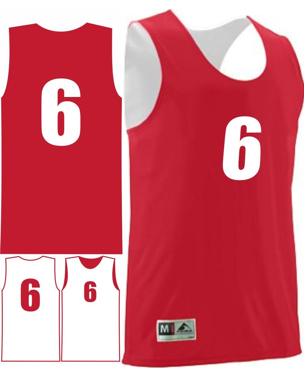 Augusta Youth Wicking Rev Numbered Basketball Jersey, color: Red/White