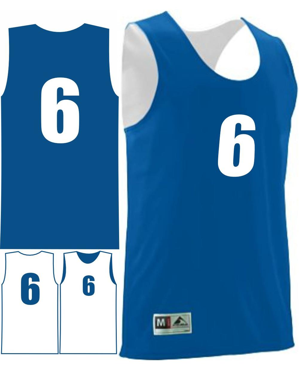 Augusta Youth Wicking Rev Numbered Basketball Jersey, color: Royal/White
