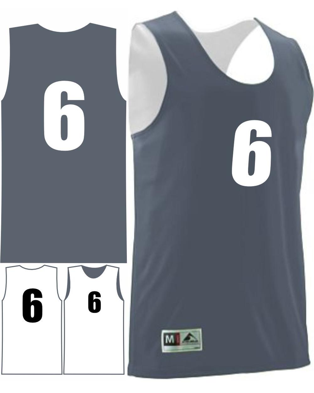 Augusta Youth Wicking Rev Numbered Basketball Jersey, color: Graphite/White