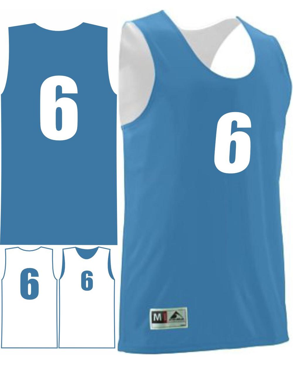 Augusta Youth Wicking Rev Numbered Basketball Jersey, color: Columbia Blue/White
