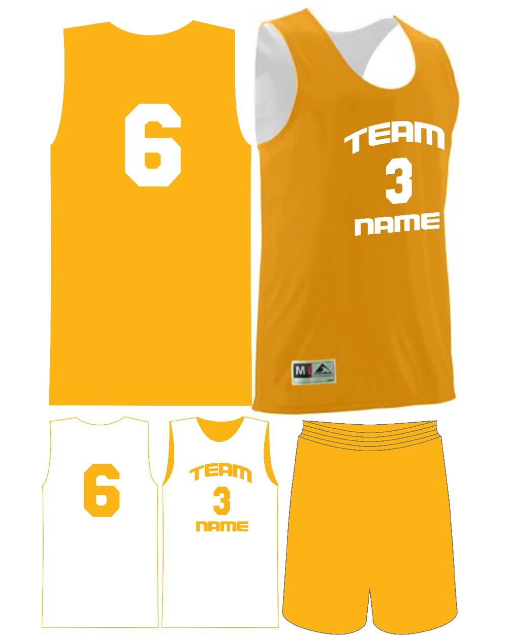 Augusta Youth Custom Wicking Reversible Basketball Uniform, color: Gold/White