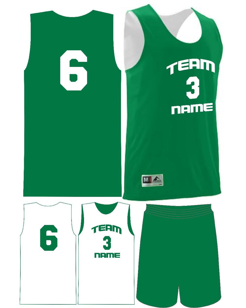 Augusta Youth Custom Wicking Reversible Basketball Uniform, color: Kelly/White