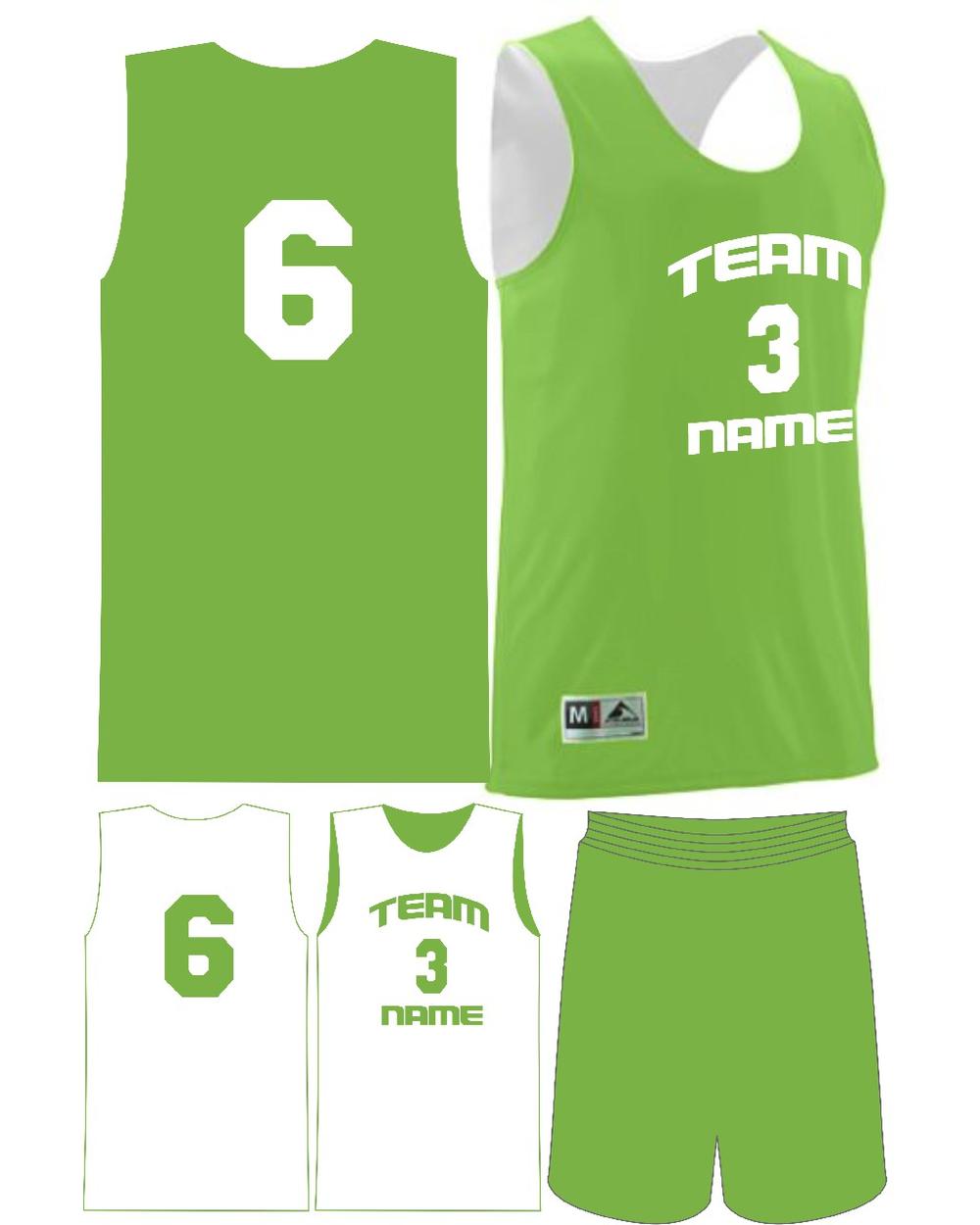 Augusta Youth Custom Wicking Reversible Basketball Uniform, color: Lime/White