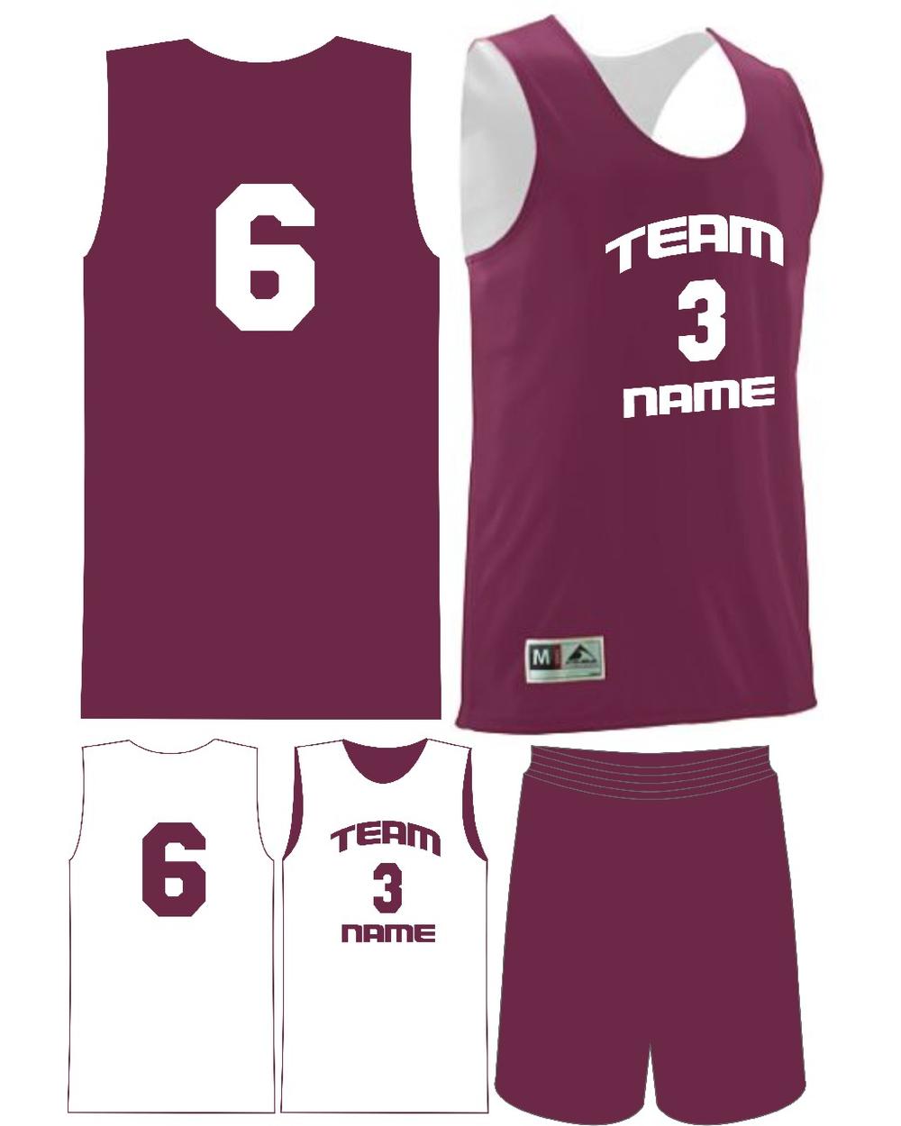 Augusta Youth Custom Wicking Reversible Basketball Uniform, color: Maroon/White