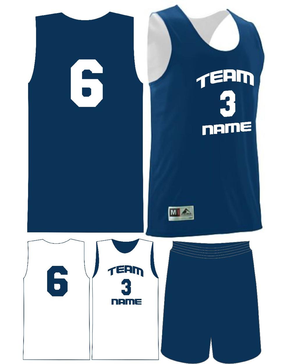 Augusta Youth Custom Wicking Reversible Basketball Uniform, color: Navy/White