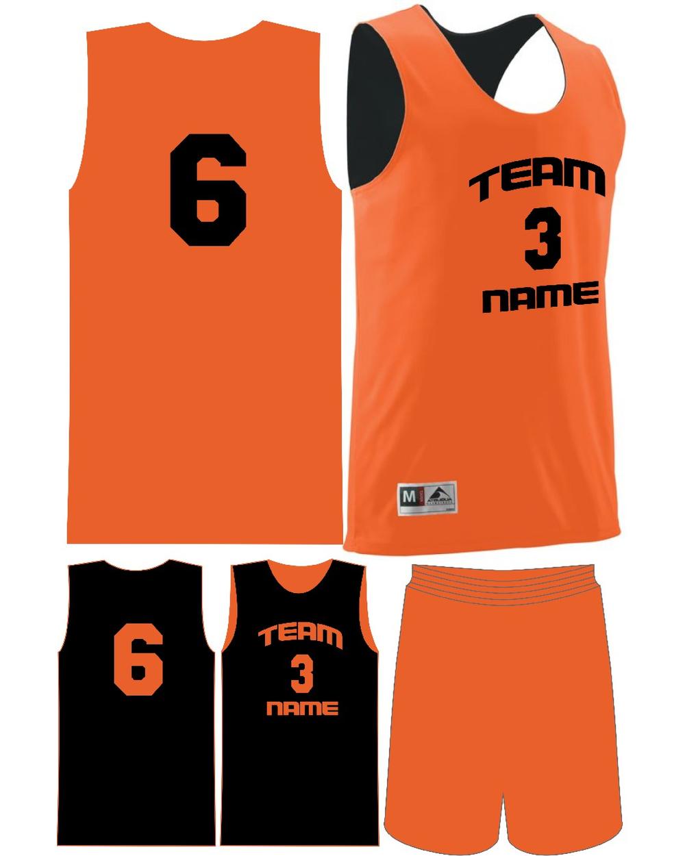 Augusta Youth Custom Wicking Reversible Basketball Uniform, color: Orange/Black