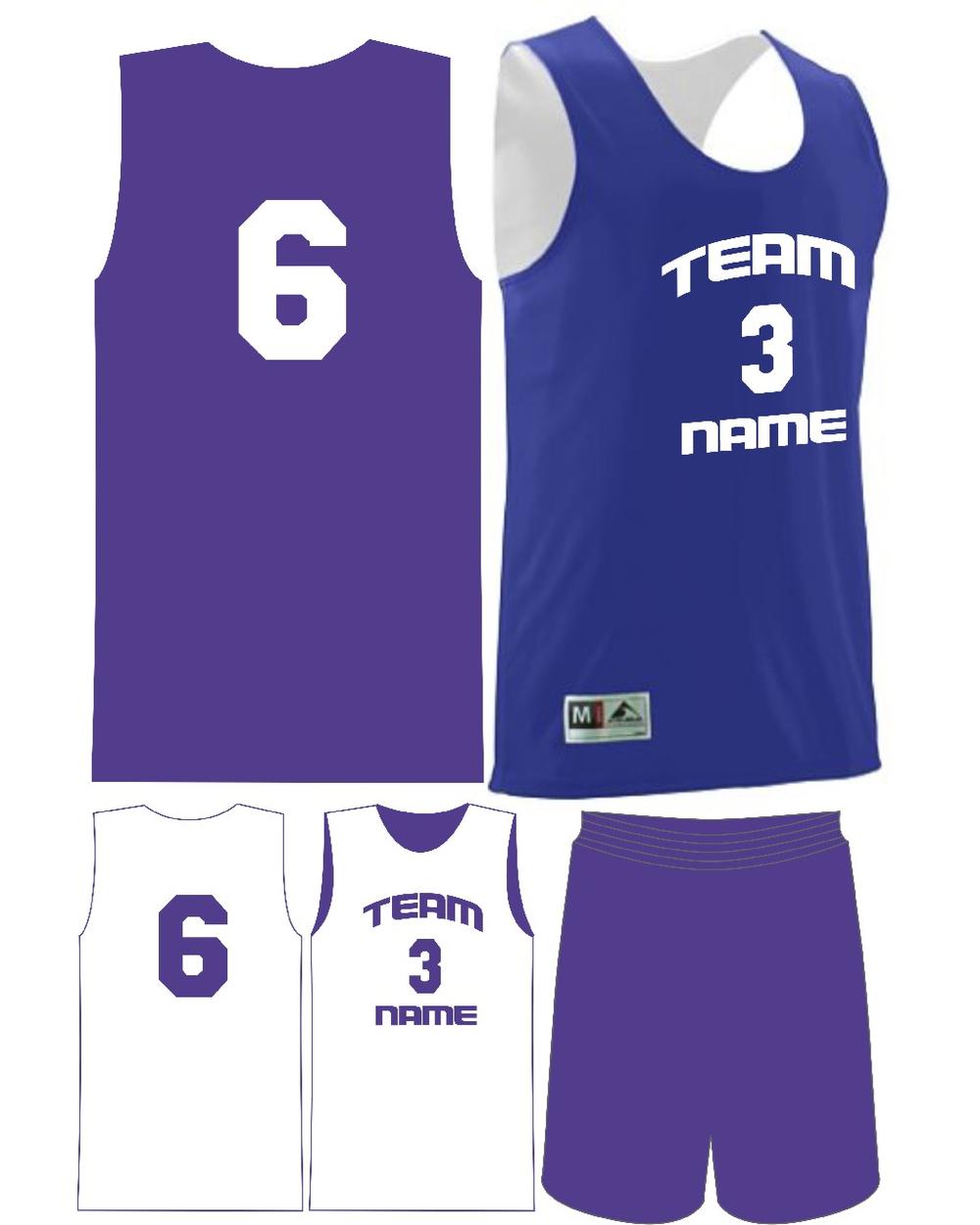 Augusta Youth Custom Wicking Reversible Basketball Uniform, color: Purple/White