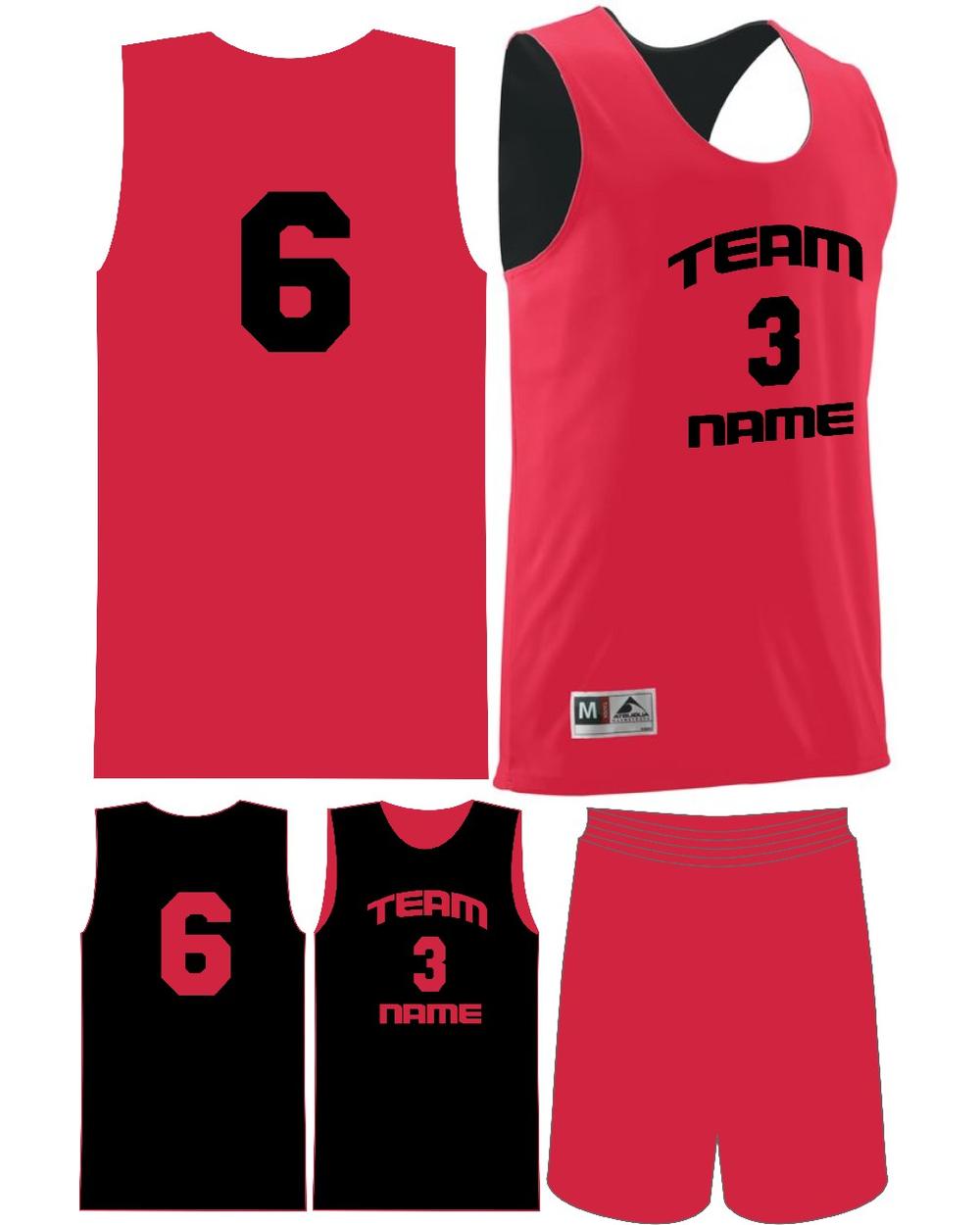 Augusta Custom Wicking Reversible Basketball Uniform, color: Red/Black