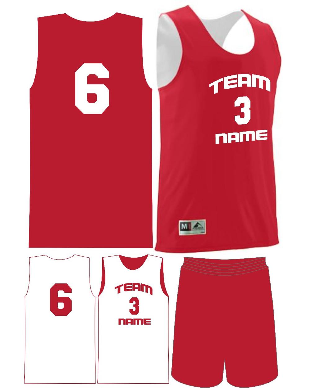 Augusta Custom Wicking Reversible Basketball Uniform, color: Red/White