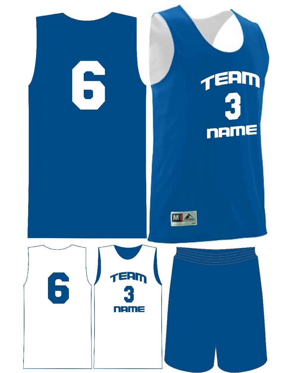 Augusta Youth Custom Wicking Reversible Basketball Uniform, color: Royal/White