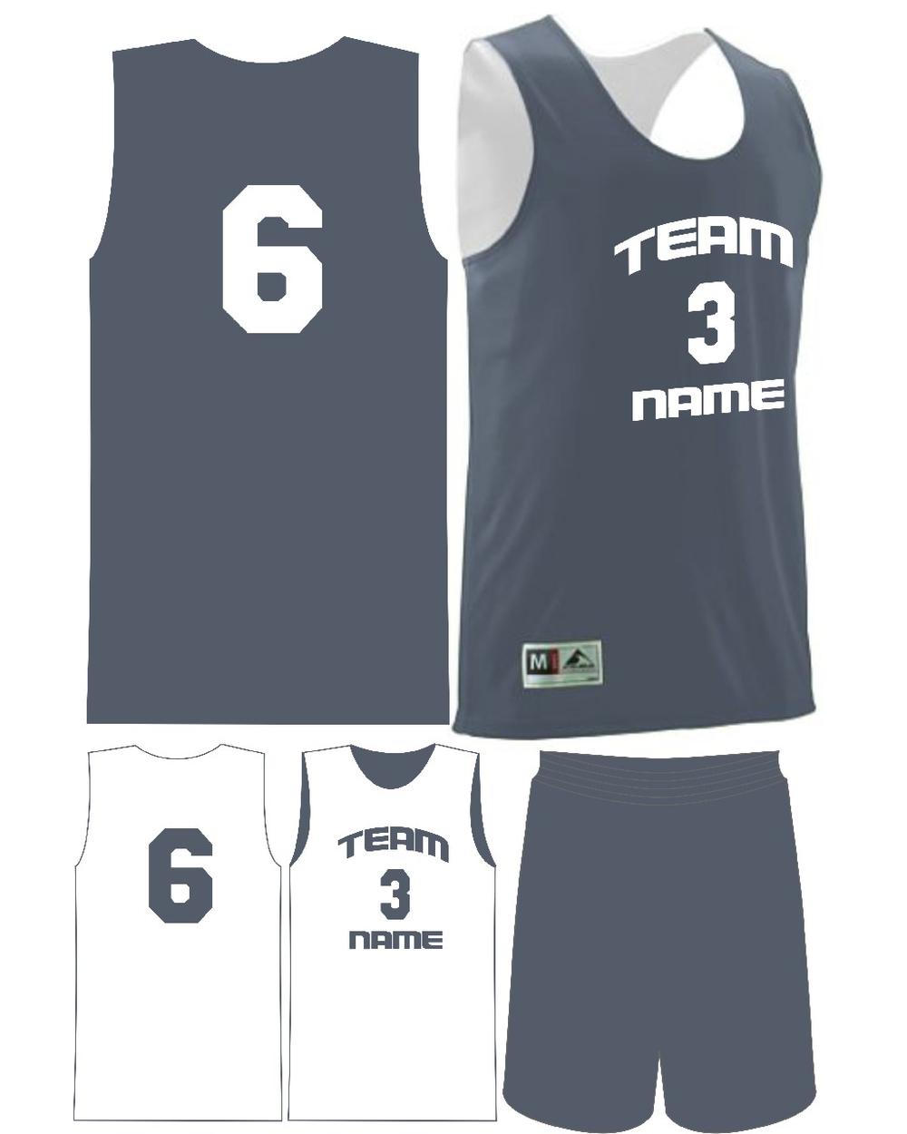 Augusta Custom Wicking Reversible Basketball Uniform, color: Graphite/White