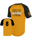 Augusta Attain Diamond S/S Raglan Custom Baseball Jersey, color: Gold/Black
