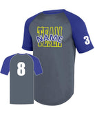 Augusta Attain Diamond S/S Raglan Custom Baseball Jersey, color: Graphite/Purple