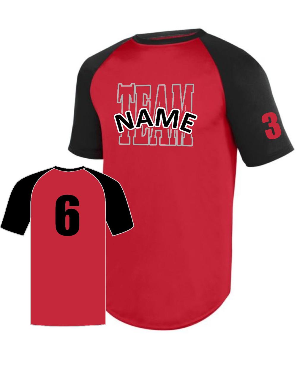 Augusta Youth Wicking S/S Raglan Custom Baseball Jersey, color: Red/Black