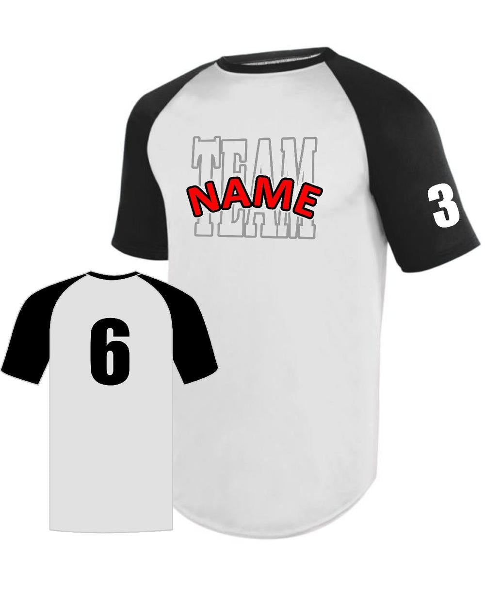Augusta Youth Wicking S/S Raglan Custom Baseball Jersey, color: White/Black