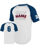 Augusta Attain Diamond S/S Raglan Custom Baseball Jersey, color: White/Navy