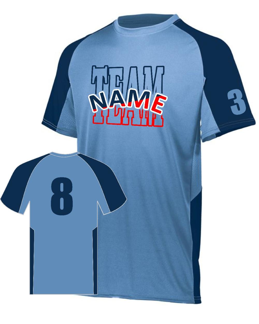 Augusta Men's Cutter Custom Cross-Training Jersey, color: Columbia Blue/Navy